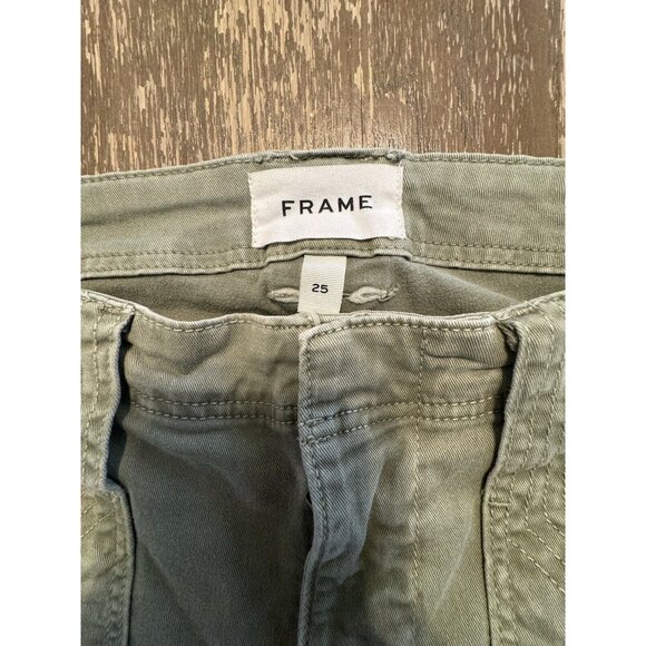 Frame Banded Zipper Bottom Trapunto Moto Pants Joggers Pockets Aloe Green Sz 25 - Picture 9 of 10